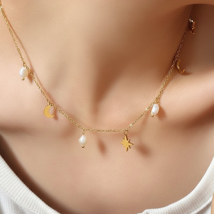 Naszyjnik księżyc i gwiazdy