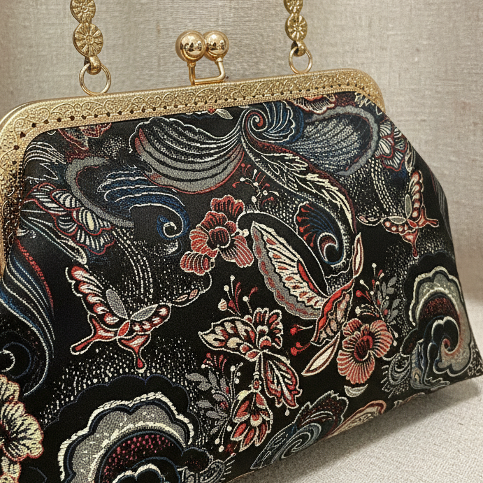 Seidentasche mit flatternden Schmetterlingen