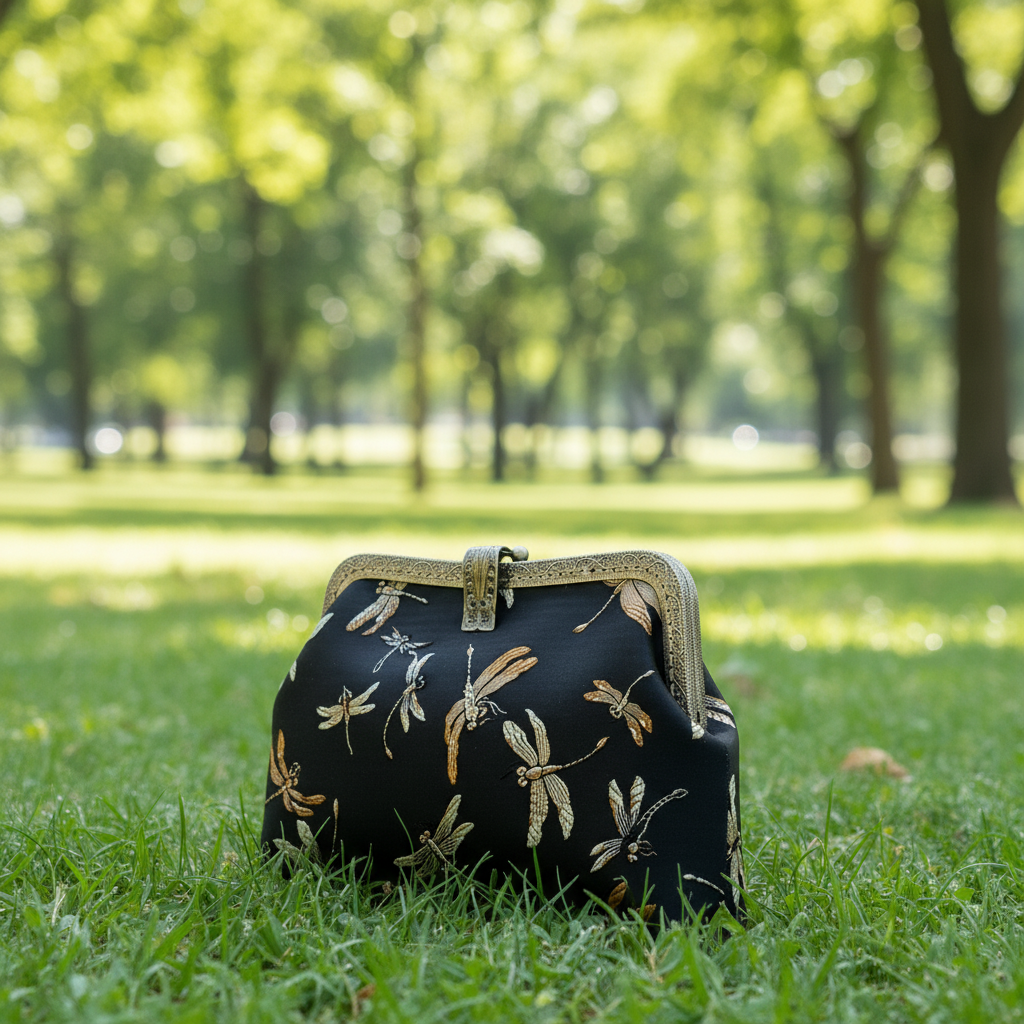 Flying Dragonflies Silk Clutch Bag