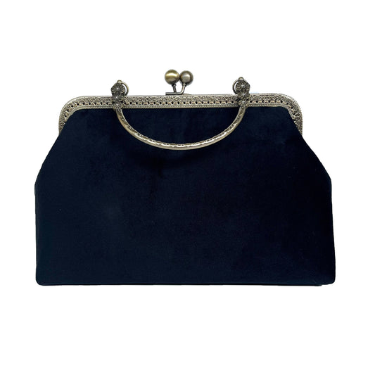 Velvet bag with handle, black