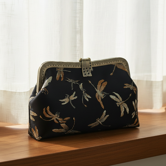 Flying Dragonflies Silk Clutch Bag