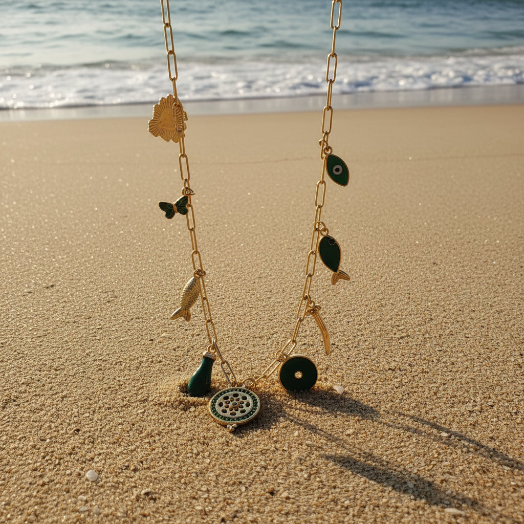 Naszyjnik z różnymi zawieszkami