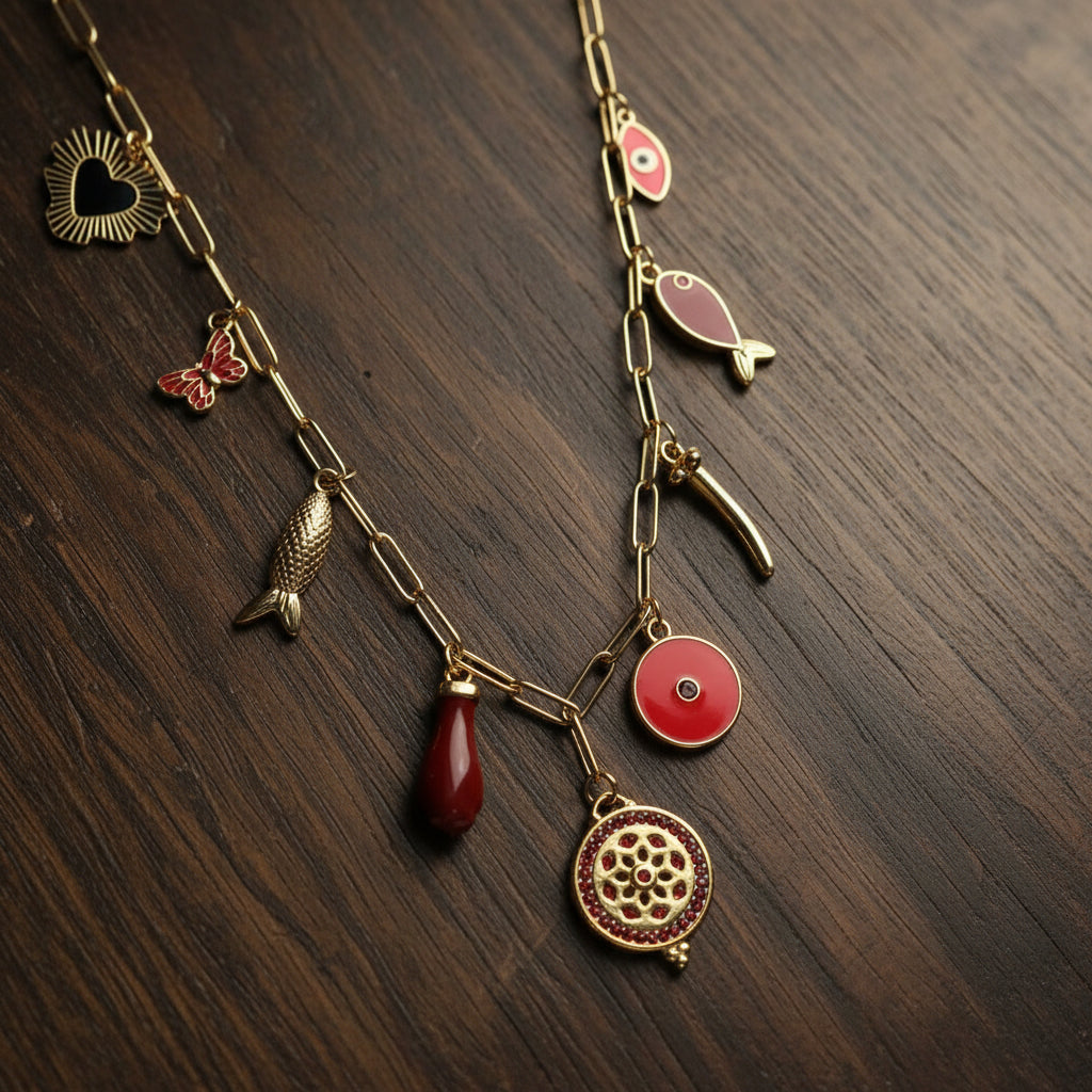 Naszyjnik z różnymi zawieszkami