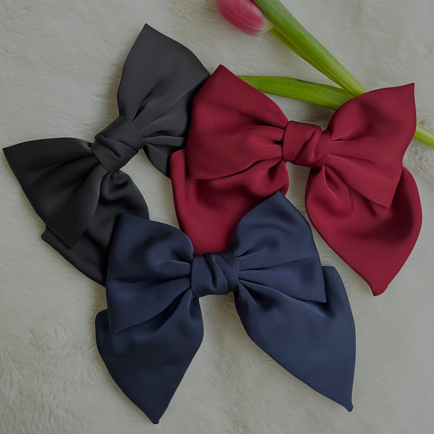 Satin bow clip